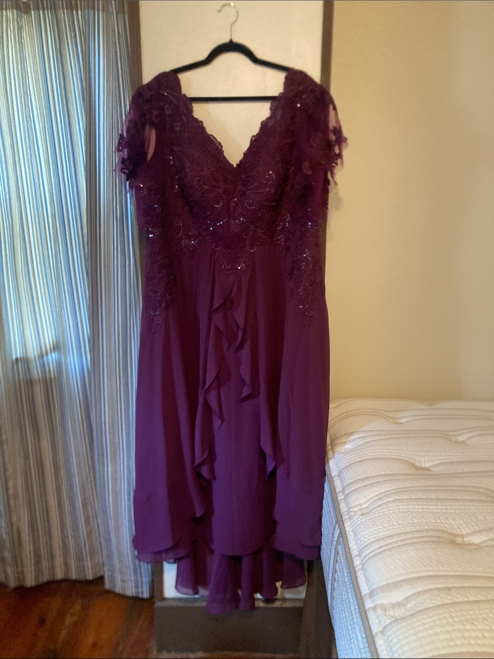 Elegant Asymmetrical Evening Dress in Deep Plum